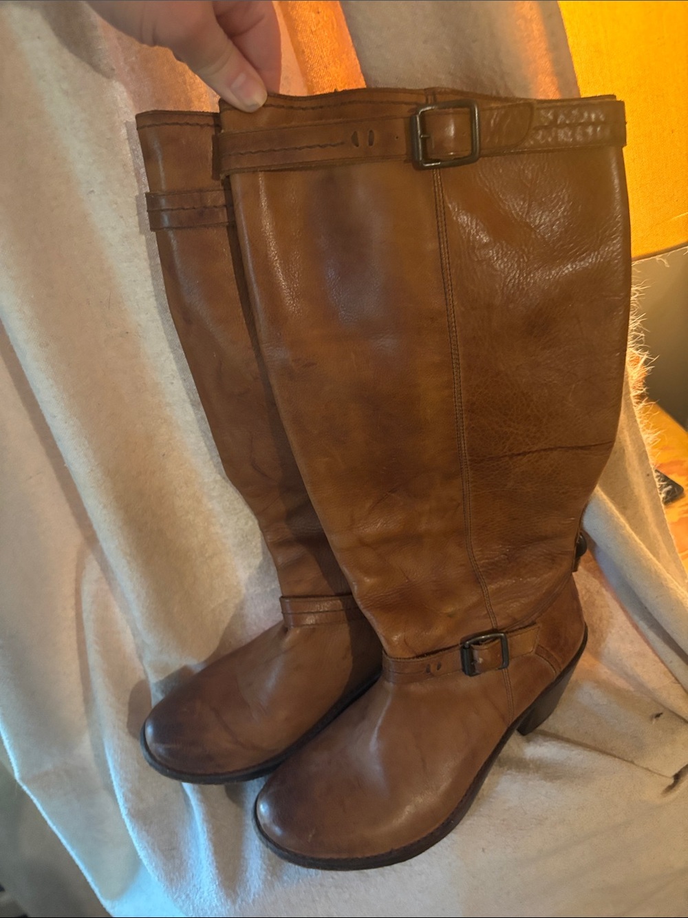 Frye Carmen Inside Zip
Cognac Leather Tall Riding Boots
Size 9B